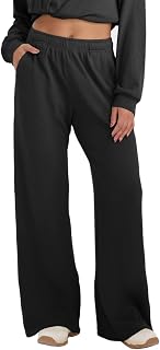 SEAUR Women's Waffle Knit Sweatpants | High Waist Straight Leg with Pockets