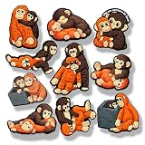 TPediSoft 10PCS Punch the Monkey Shoe Charms, Cute Emotional Monkey & Gorilla PVC Shoe Charms Waterproof Accessories for Men Women