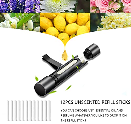 2 Pcs Car Diffuser Vent Clip, Cylindrical Essential Oil Car Vent Clips Car Air Fresheners Aromatherapy Scent Diffuser Fragrance Decoration With 12 Unscented Refill Sticks #TOP1