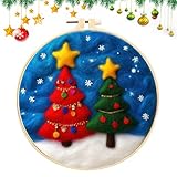 Kit punte ad ago Adulti Principianti,Kit aghi in feltro | Kit artigianale per albero di Natale con pupazzo di neve e riccio,Kit di pittura natalizia in feltro fatto a mano, arti e mestieri per la deco
