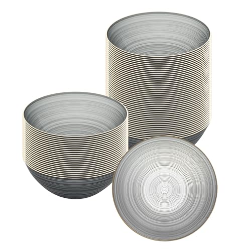 Restaurantware 16 oz Black Gold Rimmed Plastic Bowls, Rippled, 100 Ct