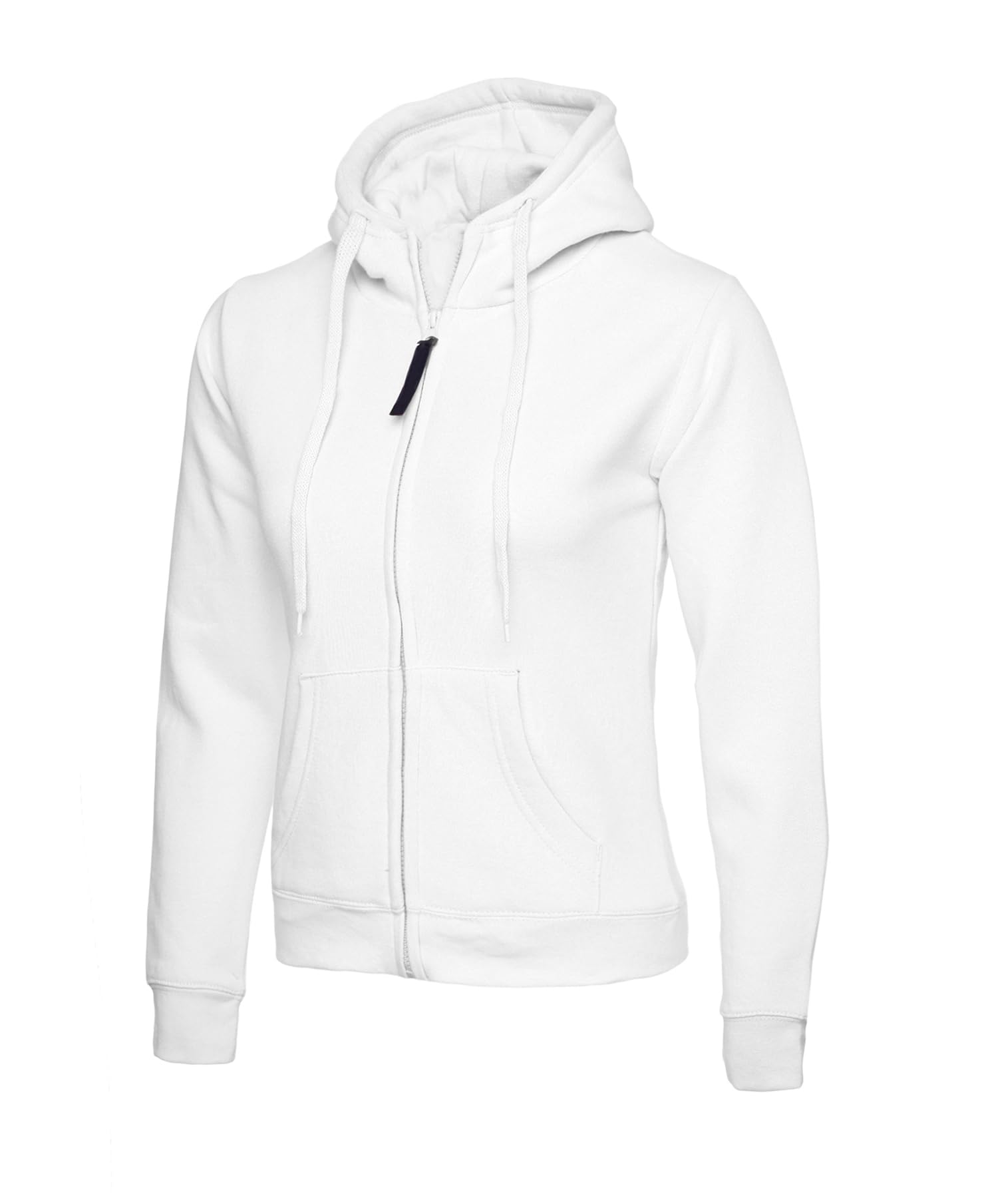 COOZO Ladies Classic Full Zip Hooded Sweatshirt - White - S