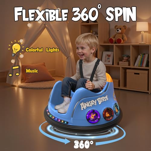 Image of ANPABO 12V Bumper Car for Toddler, w /Remote Control, 360 Spin, Blue