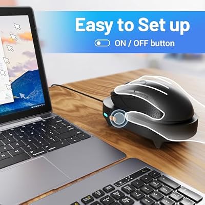 HONKID Undetectable Mouse Mover Jiggler with ON/Off Switch and USB Port Drive-Free,Simulate Physical Automatically Mouse Movement,Prevent Computer Laptop Inactive/Lockdown (Black)