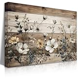 EGMAVQZY Vintage Floral Wall Art Rustic Flowers Wall Decor Farmhouse Canvas Poster Picture for Home Wall Decor, Living Room and Bedroom Decor 12x16 Inch Ready to Hang
