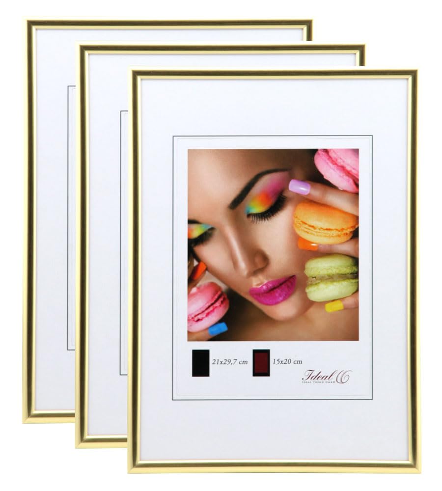 IDEAL TREND New Lifestyle Set Bilderrahmen Wanddeko Collage Poster Rahmen 2er 3er 5er Pack: Farbe: 3er Pack Gold | Format: 50x60