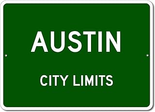 The Lizton Sign Shop - Austin, Texas - USA City Limits Street Sign - Metal Novelty Sign, Home Decor, Man Cave Wall Decor, 10x14 inches