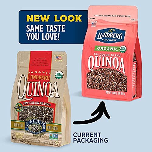 Lundberg Family Farms - Organic Quinoa Tri-Color Blend, Blend Of White, Black & Red Quinoa, 9 Essential Amino Acids, Non-Gmo, Gluten-Free, Usda Certified Organic, Vegan, Kosher (16 Oz, 3-Pack) #TOP3