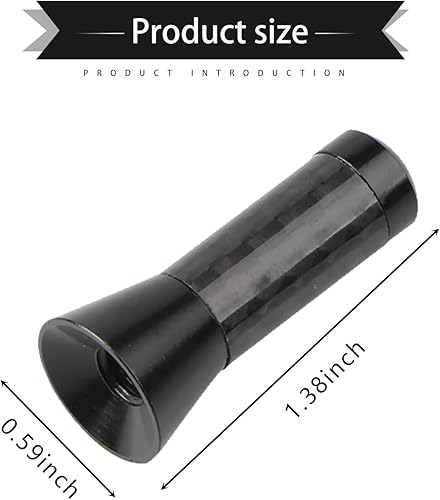 Miniatura 2 de 1 antena de radio de automóvil, 1.37 x 0.59 pulgadas, antena de montaje de hilo de aleación de patrón de fibra de carbono, adaptador universal de