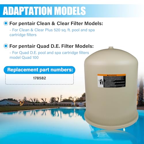 Pool Filter Almond Lid Assembly Compatible with pentair 178582, for Clean & Clear Plus 520 CCP520 and Quad D.E. 100 Pool and Spa Cartridge Filters, Pool Filter Housing Cover Tank Top Lid, 25.5 Inch by FOREBEN - Used condition - Image 3
