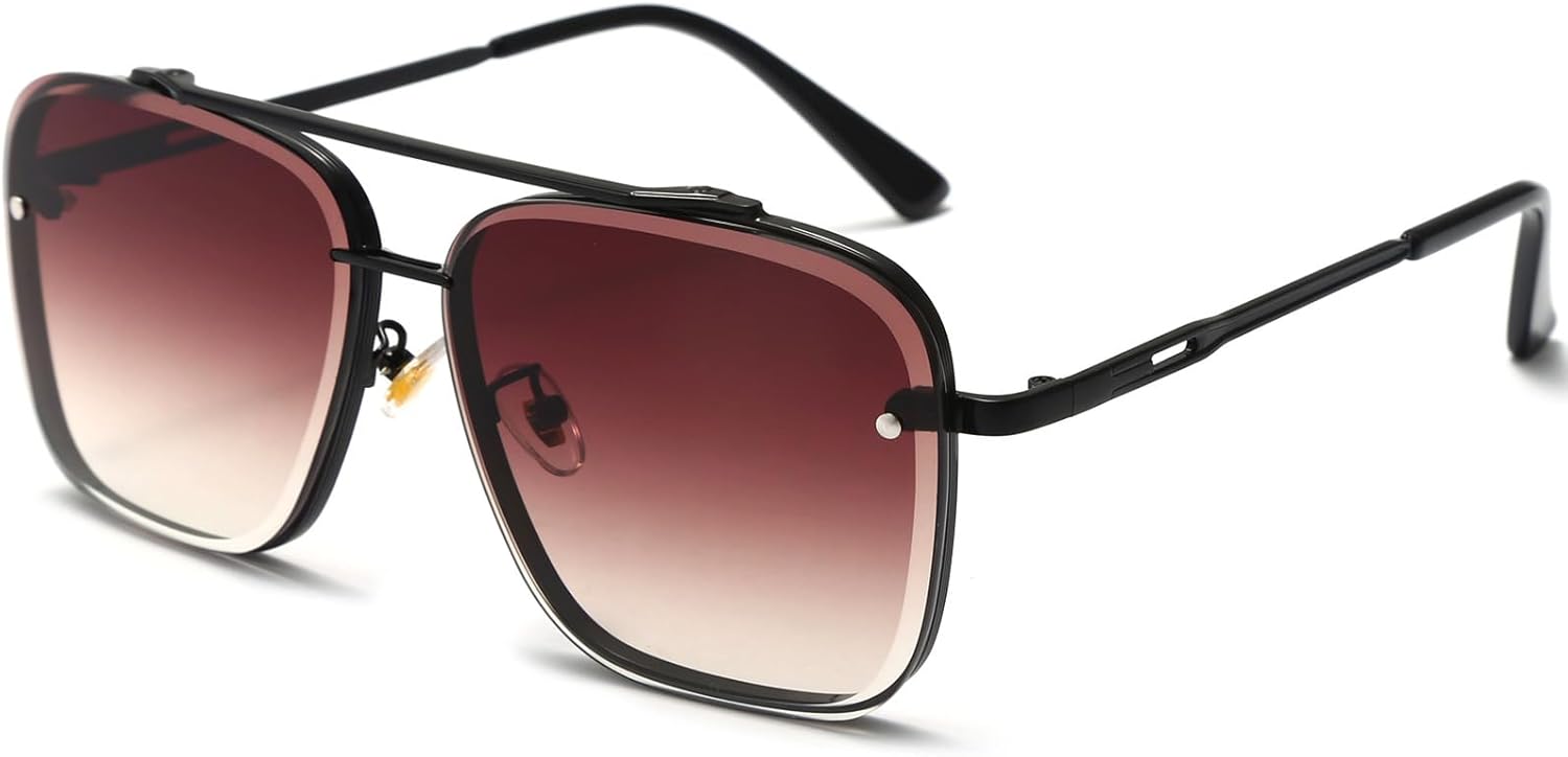 AIEYEZO Oversized Square Sunglasses for Men Women Fashion Metal Frame Square Aviator Gradient Shades