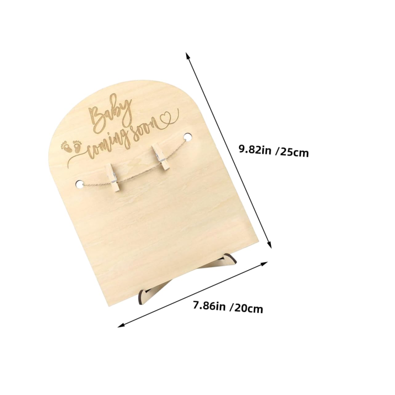 Housoutil 2Sets Wooden Birth Announcement Sign with Stand Clips Newborn Commemorative Plaque for Hospital Nursery Decor Heartwarming Present for Shower Celebrations