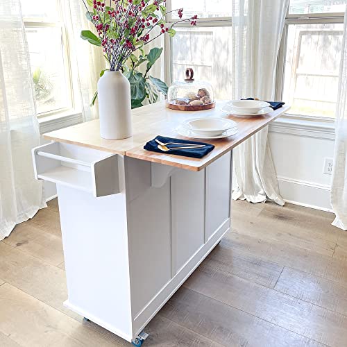 Kitchen Island Cart On Wheels - Portable Kitchen Island With Drop Leaf, Rolling Kitchen Island With Storage #TOP1