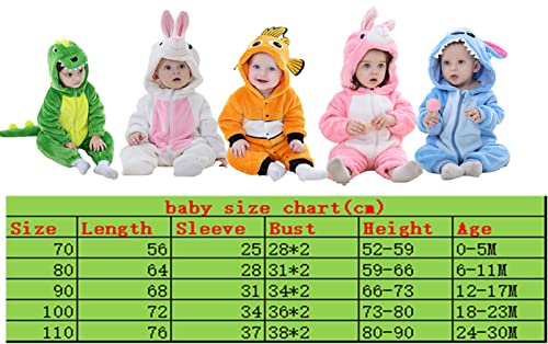 Must Rose Sports And Homewear Unisex Baby Flannel Romper Animal Onesie Costume Hooded Cartoon Outfit Suit (Blue, 100(18-23M)) #TOP1