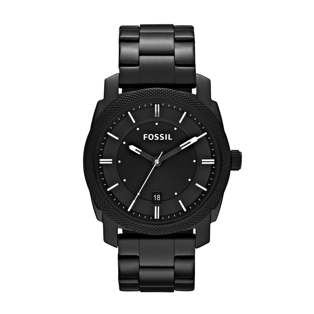 FOSSIL Herren Machine Schwarze Edelstahl Uhr und Townsman Leder Armband, Set