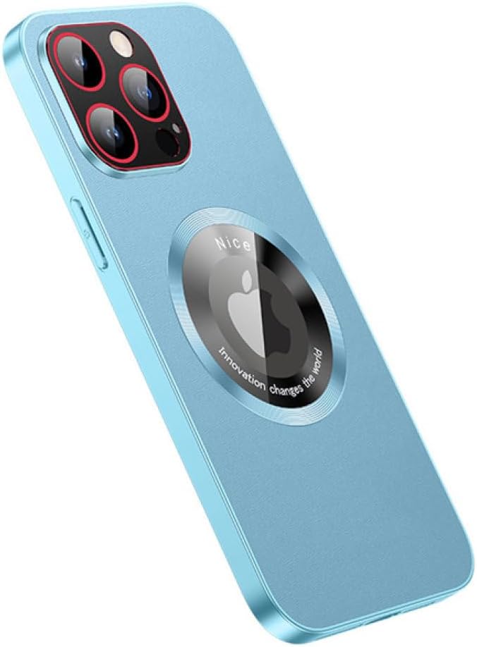 for iPhone 13 ProMax Cover Fashion Sign Hole Magnetic Phone Case for iPhone 14 Plus 12 13 Pro Max with Lens Film Cover,Silver,for iPhone 14 Plus
