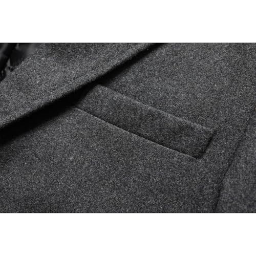 Image of INVACHI Men's Wool Blend Long Trench Coat Notched Collar Single Breasted Overcoat Warm Winter Pea Coat
