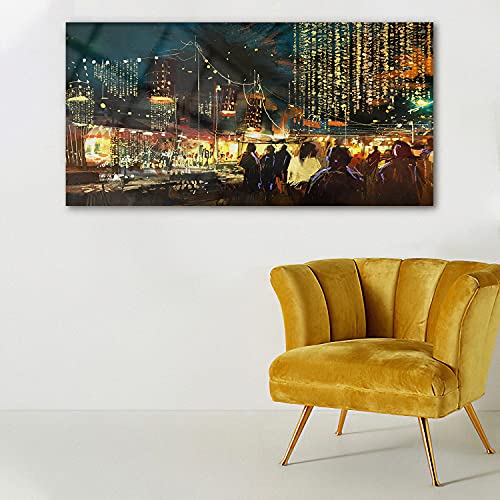 Image sur verre 140x70cm tableau mural salon City night light - 3