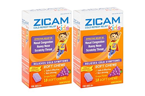Zicam Cold Remedy Kids Soft Chews Grape Flavor - 18 Ct Two Pack
