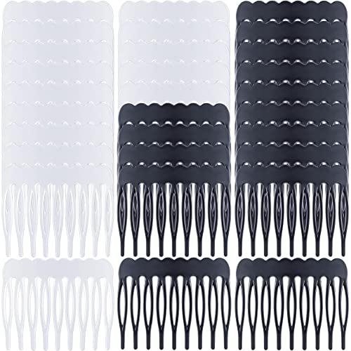 Oiiki Plastic Hair Side Comb Clips 30Pcs, Mini 9 Teeth French Twist Hair Comb, Bridal Wedding Decorative Veil Hair Combs For Women Girls Hair Styling Accessories (Black & Clear) #TOP25