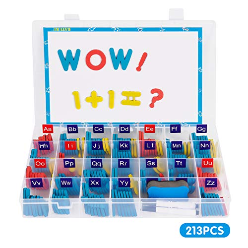 213 PCS Magnet Letters and Numbers Kit for Classroom, Magnetic Alphabet Letters with Magnetic Board and Storage Box, ABC Magnets Letters for Fridge, Alphabet Magnets for Kids Learning and Spelling