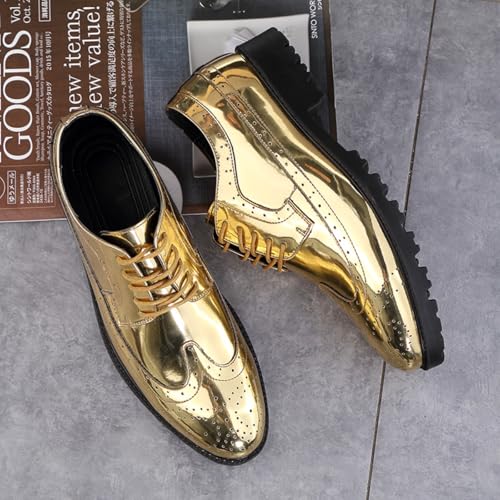 Men’s Glitter Wingtip Oxfords Leather with Metallic Glitter, Laser-Perforated Memory Foam - Lace-Up with Non-Slip for Party & Formal Events3