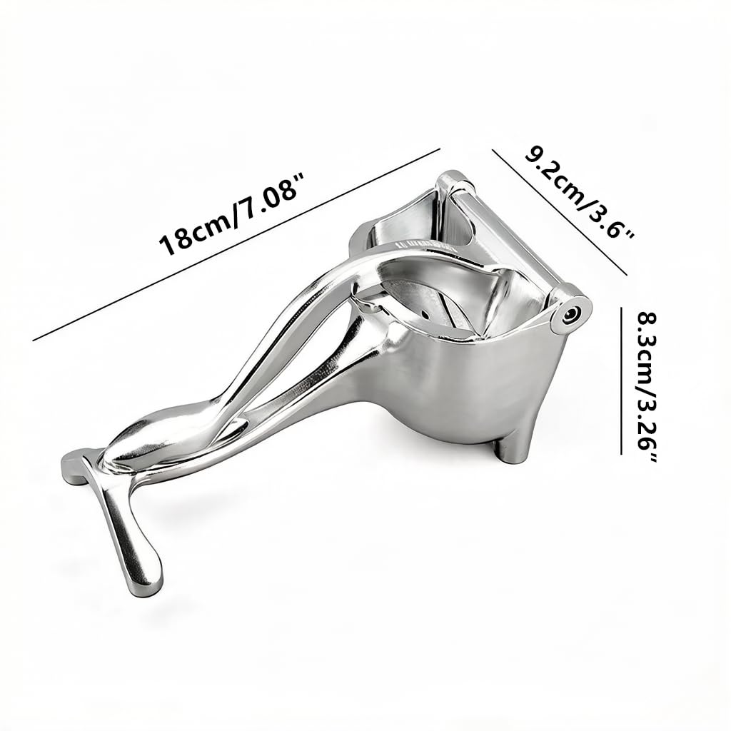 2 exprimidores manuales de aleación de aluminio, prensa de frutas y extractor de cítricos resistente para el hogar, exprimidor de mano para naranja limón con mango ergonómico (plateado)