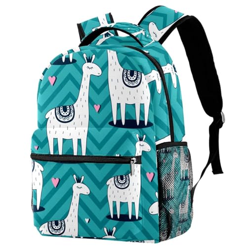Sac à dos d'école lama multicolore pour adolescents et voyage décontracté 29.4x20x40cm