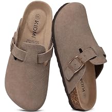 KIDMI Genuine Suede Clogs for Women Men Cork Footbed Mules Potato Shoes | Arch Support, Comfortable, Leather Slip On, Fall,