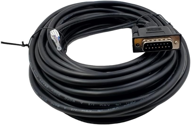 Compucableplususa.com Best Industrial Serial DB15 D-Sub15 Pin Female RS232 Serial Cable with Bare Wire - 28 AWG with Black PVC Jacket (Female, 25 Feet)