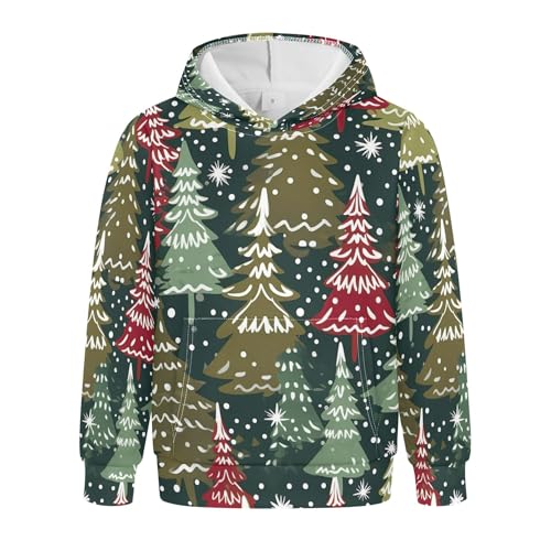 Kids Hoodies Sweaters Christmas Xmas Trees Hooded Sweatshirts with Big Pockets for Boys Girls B0400321