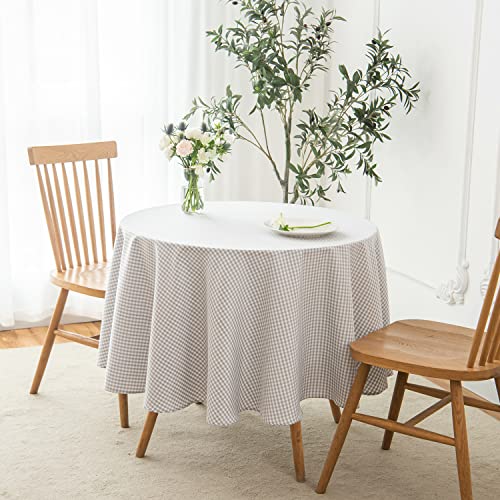 maxmill Round Checkered Tablecloth Spillproof Wrinkle Free Heavy Weight Gingham Table Cloth for Circular Table Cover Buffalo Plaid for Buffet Banquet Parties Holiday Dinner 70 Inch Grey White by maxmill - Image 4