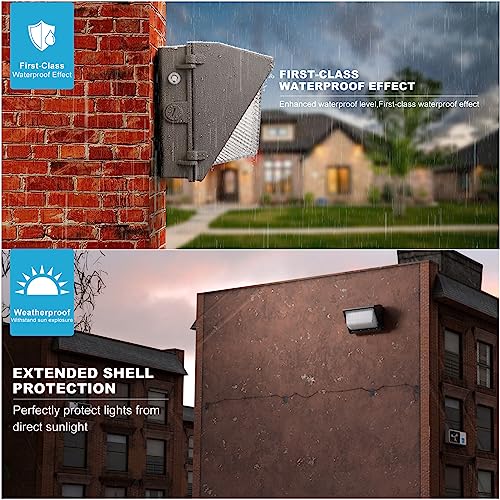 Image of Lightdot 6 Pack 150W LED Wall Pack Lights, 22500LM 5000K Wall Pack LED Exterior Light, Dusk to Dawn Photocell, IP65 ETL 100-277V, 50ft Coverage for Parking Lots Yards Warehouses Factory Outdoor