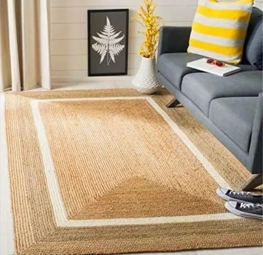 Divya Enterprises Premium Jute Doormat Anti Slip Rectangular Shape Reversible Floor Mats Bedside Carpet for Living Room, Hall, Bedroom - 35x59 Inches - Multi