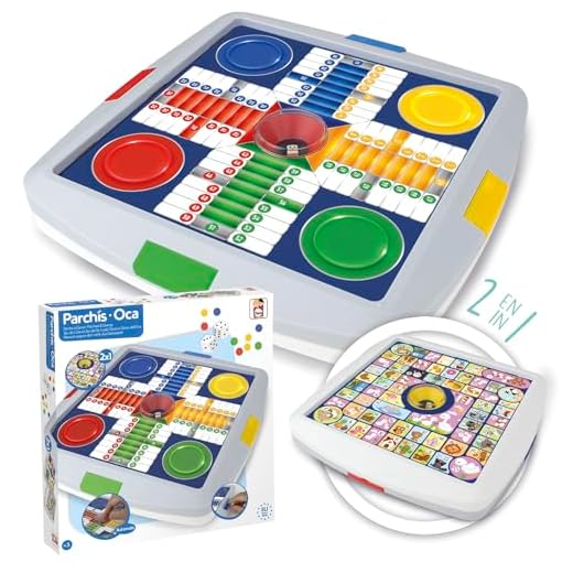 Chicos - Parchís y Oca automático con Tapa | Guarda fichas y dado automático | Juego de mesa para Niños | A partir de 3 años (64001)