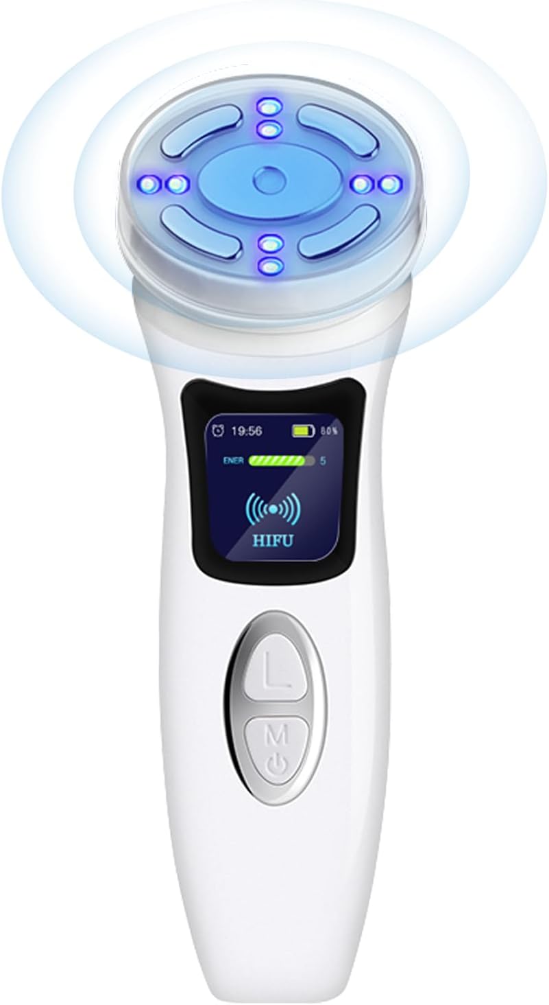 HIFU Gezichtsmachine verwijdert rimpels 4-in-1 draadloze gezichtsmassageapparaat, hoge intensiteit, gefocust, ultrasone gezichtsmachine, RF EMS-huidversteviging, verjonging, anti-aging lifting,