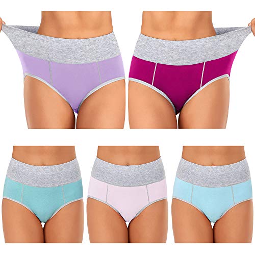 Image of Womens Underwear,Cotton Mid Waist No Muffin Top Full Coverage Brief Ladies Panties Lingerie Undergarments for Women Multipack