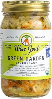 Raw Organic Sauerkraut, "Green Garden" Variety, 16 Oz Glass Jar