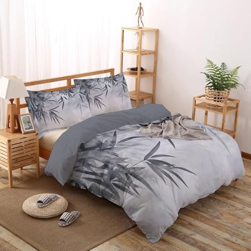 Housse de couette feuilles de bambou avec fermeture éclair pour un lit impeccable - 4