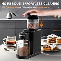 KIRAINAFLY Kaffeemühle, Elektrische Kaffeemühle mit Kegelmahlwerk – 25 präzise Mahlgrade für Espresso/Filterkaffee/French Press, intelligente Touchbedienung, antistatisch, schwarz – Ansicht 6
