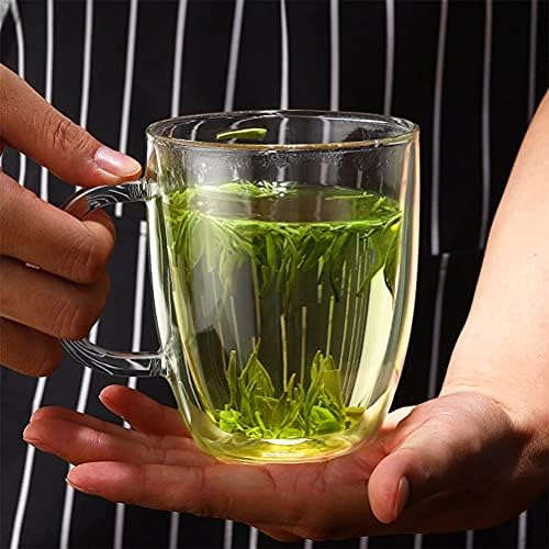 2 Set of 350 ml Double Wall Glass Coffee Mug(with 2 Coasters),Double-Walled Glasses with Handle Double Walled Glass Coffee Cups,Double Walled Insulated Glasses Thermal Coffee Glass,Heat Resistant