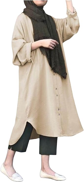 Muslim Dresses for Women Long Sleeve One-Piece Islamic Prayer Dress Crewneck Slim Fit Maxi Dress Dress