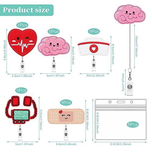 10 Piezas Llavero Enfermera Portatarjetas Retractil Lanyard Enfermera Portacredenciales de Dibujos Animados para Enfermeras Médicos