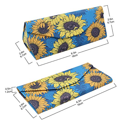 Real Sic Sunflower Eyeglasses Case - Pu Leather Magnetic Foldable Holder Easy To Carry For Sunglasses, Eyeglasses, Reading Glasses #TOP1