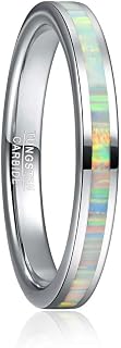 3mm Volframkarbid Ring Stål Färg Kupol Polerad Inlagd Opal Kvinnors Ring Bröllop Bästa Gåva Storlek 5-10