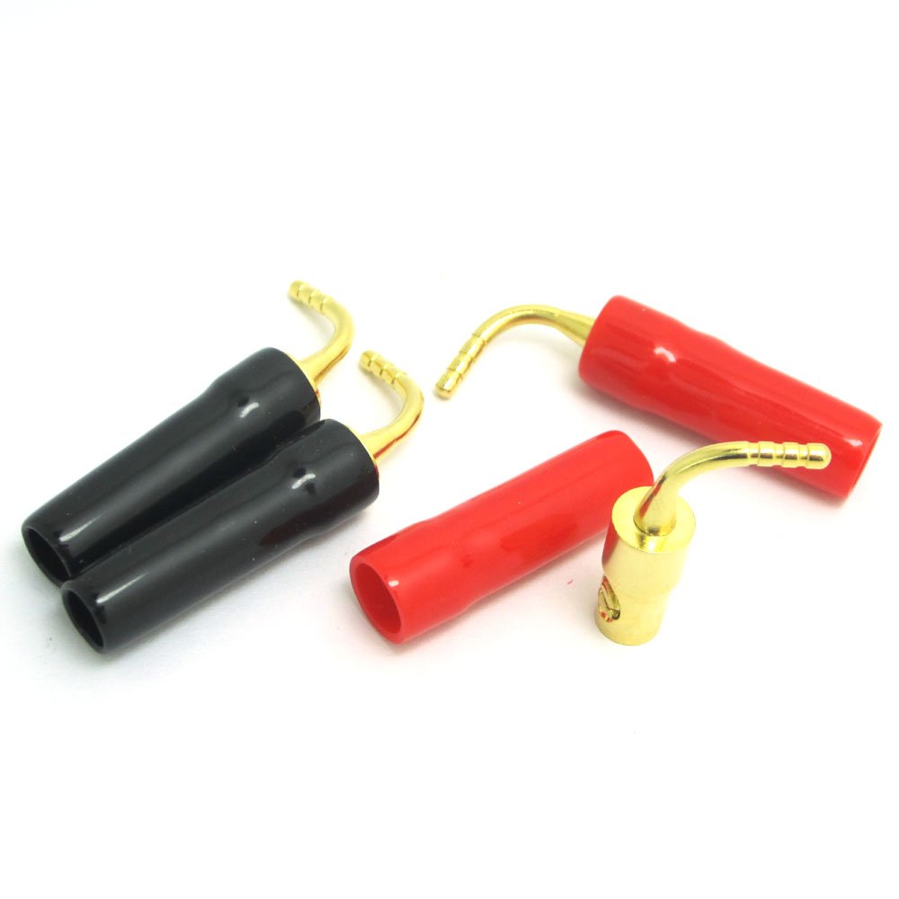 DollaTek 2-para 2 mm wtyk bananowy typ śruby głośnik audio złącze kabla miedziane pozłacane