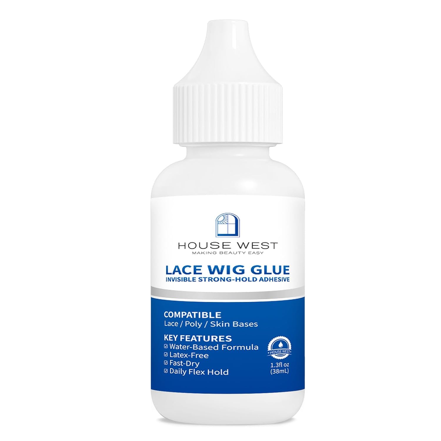 Lace Wig Glue Waterproof Invisible Bonding Adhesive 1.3oz Strong Hold for Lace Wigs Lace Closures Sweatproof Long-Lasting Formula