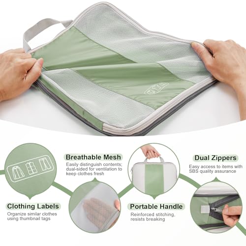 Image of OlarHike 10-Pack Compression Packing Cubes for Travel Essentials,Compressible Expandable Packing Cubes for Suitcase,Luggage Garment Bags for Travel,Handy Helper for Organizing Clothes(Matcha Green)