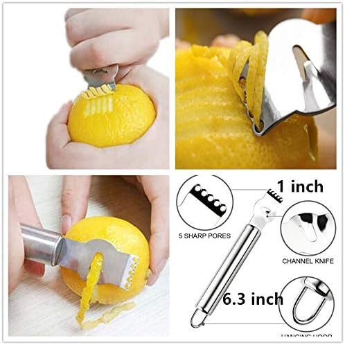 Miniatura 2 de S-shine Paquete de 4 peladores de cítricos naranjas y limón, cortador de cáscara de cítricos de pomelo, cuchillo de pomelo, rallador Zester,