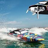 Ssccgym 35.43' Inch 90CM EXA79805 Large Brushless Remote Control Boat 45MPH+ 3WD RC Boat Watercraft for Adults...